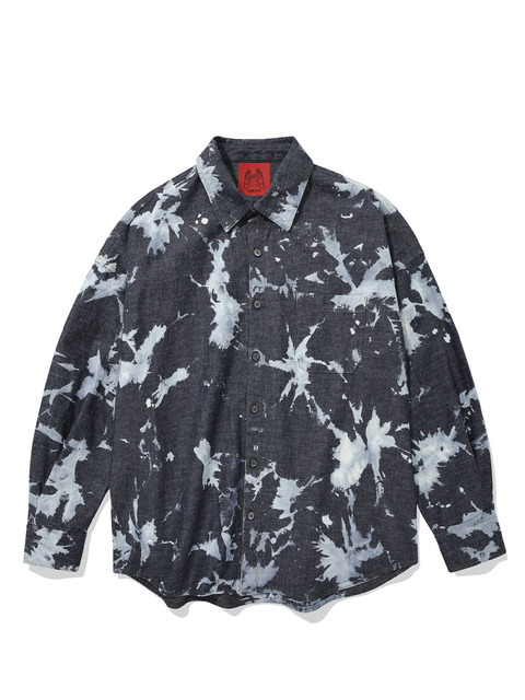 셔츠,셔츠,셔츠,데님 - 커넥트엑스 (CONECT®X) - Hand Bleached Oversized Denim Shirt (dark ver.)