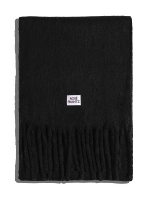 Wool Long Wide Muffler [Black]