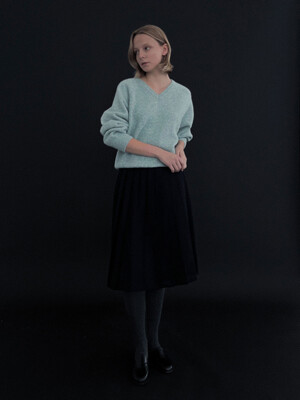 [SALT Label] WOOL PLEATED SKIRT_NAVY