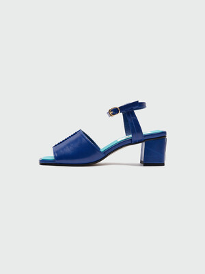 YINSLEY Open Toe Stitched Panel Heels - Blue
