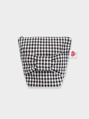 Checked Bow Pouch_black