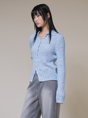 Sailor Collar Knit Cardigan in S/Blue VK4SD074-21