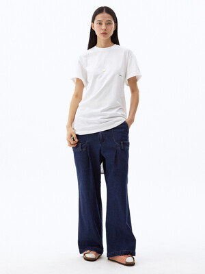 Double Waistband Wide Denim Pants (2 Colors)