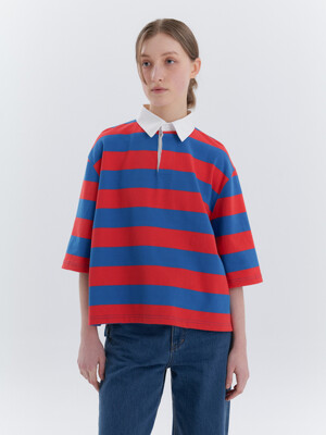 Rugby Stripe Collar T-Shirt (Red)