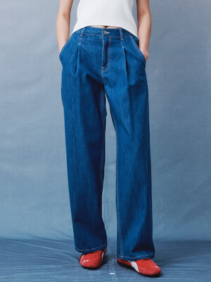 Summer Signature Semi Wide Denim Pants  Blue (KE4321M51P)