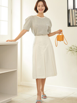Front pleats detail skirt - Off white