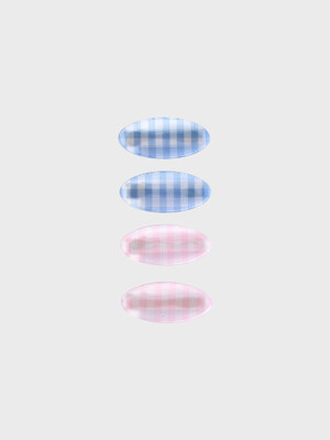PETITE OVAL GINGHAM CHECK HAIR CLIP SET (A)