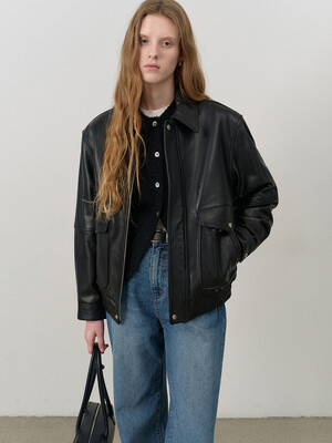 UNISEX VINTAGE A-2 LEATHER BLOUSON BLACK_UDJU4C105BK