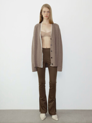 RHOINE TRIMMED CARDIGAN (BROWN)