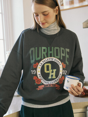 Vintage College Rose Sweatshirt - Charcoal