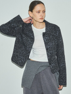 Minimal Leopard Cotton Jacket_CTO137(Charcoal)