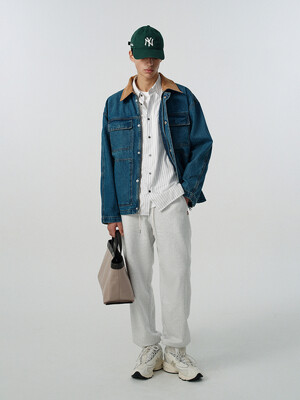 UNISEX LEATHER LOGO SWEAT PANTS LIGHT MELANGE GREY_M_UDPA5A101G1