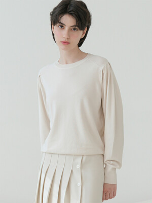Puff Shoulder Round Neck Long Sleeve Knitwear (4colors) VKNIT_053