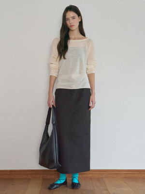 TENCEL PENCIL SKIRT [BLACK]