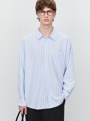 UNISEX OVERSIZED BD STRIPED SHIRT SOFT BLUE STRIPE_M_UDSH5A145B1