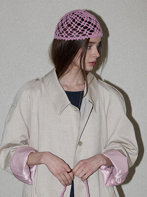 Lily Handmade Crochet Cotton Punching Summer Short Beanie (ver.2) _ Pink