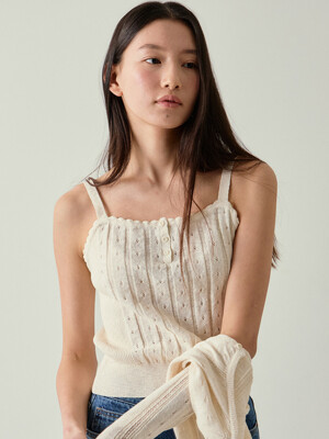 cotton eyelet knit top (cream)