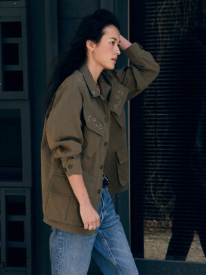 Stud Work Jacket Khaki_F251JK07