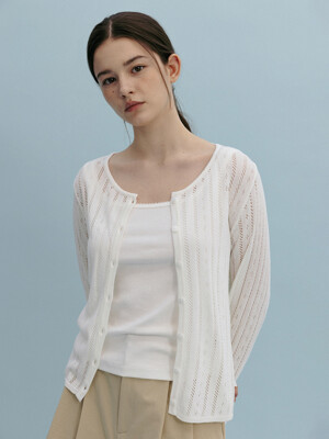 FLO PUNCHING CARDIGAN_IVORY