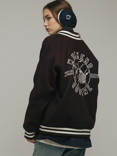 RAGLAN WOOL STADIUM JACKET (BURGUNDY)