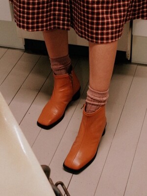 square ankle boots caramel