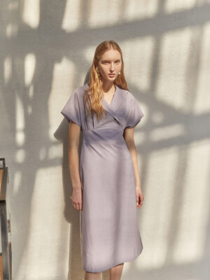 Collared Single-button Dress_Lilac