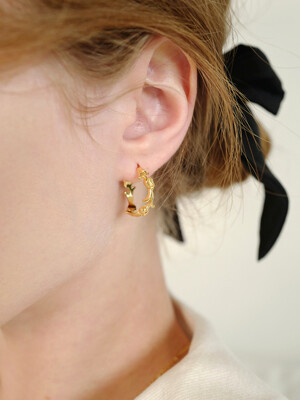 tulip line ring earring
