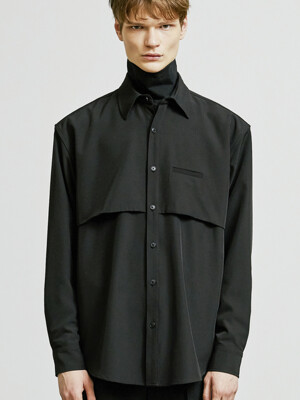 TRENCH WELT POCKET SHIRT JACKET BLACK