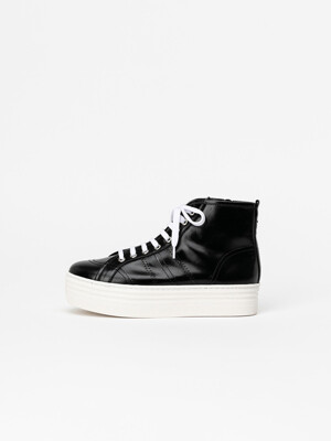 Aveline High-top Lace-up Sneakers in Textured Black