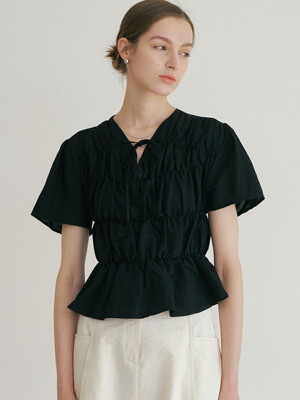 comos 695 puffy ribbon blouse (black)