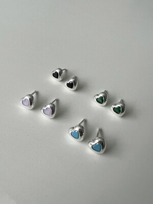 [925silver] Colorful heart earring