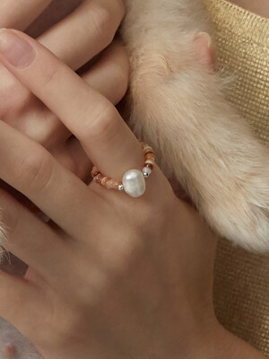 WARM CLUMSY PEARL N BEADS RING (2colors) AR322003