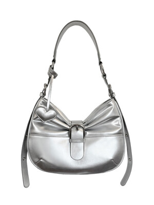 RIBBON BUCKLE SHOULDER BAG SILVER