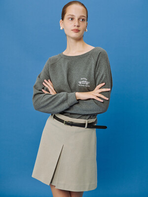 Wool Blended Pleated Skirt (BEIGE)