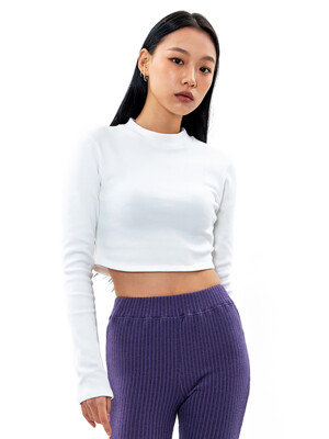 CROP MOCK NECK SLIM TOP [WHITE]