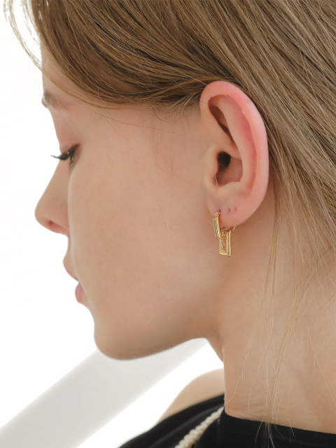 주얼리 - 제이로렌 (J.Lauren) - Rectangular Straight Bar Cubic One-Touch Earrings M03713