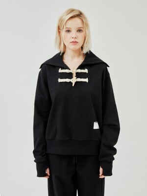 TOGGLE SAILOR COLLAR SWEATSHIRT_BLACK