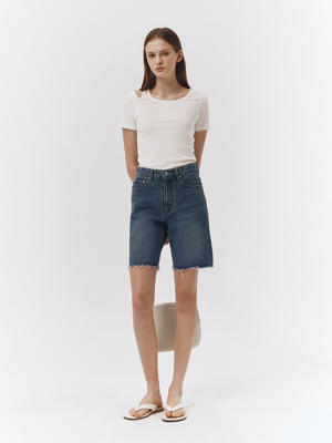 RAW EDGE DENIM SHORTS MID BLUE_UDPA3B244B3