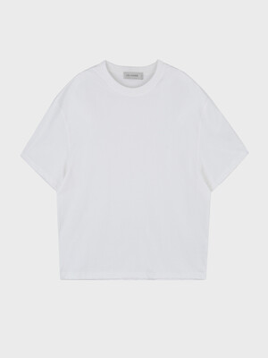OVER FIT STRETCH  COTTON T-SHIRT_WHITE
