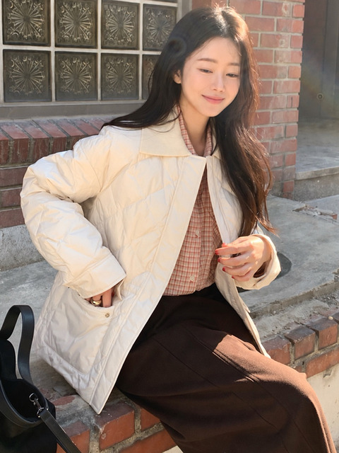하시에 [진주 PICK] (8차 리오더) CASHMERE COLLAR LIGHT DOWN JACKET [IVORY][BLACK]