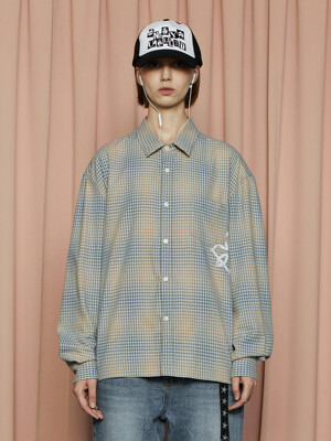 SYMBOL CHECK SHIRT / BLUE&BEIGE