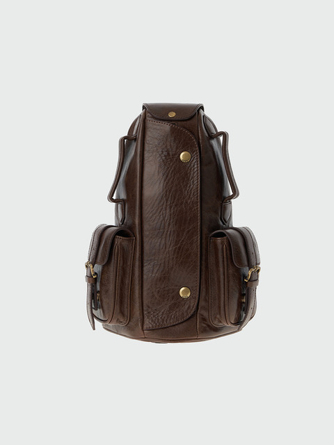 백팩 - 잉크 (EENK) - HENIAL Utility Leather Backpack - Brown