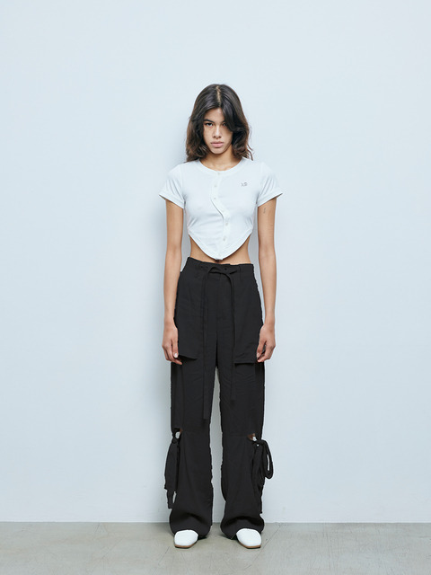 팬츠,팬츠,팬츠,팬츠 - 석운윤 (SEOKWOON YOON) - STRAP POINTED POCKET OUT BLACK PANTS