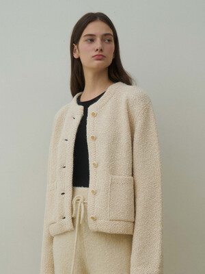 Tweed Knit Jacket_BEIGE