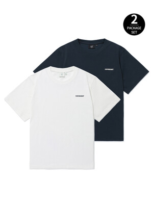 우먼 에센셜 2-PACK 티셔츠 화이트+다크 네이비