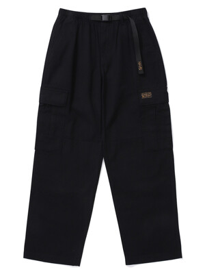 SL-LABEL BELTED CARGO COTTON PANTS 블랙