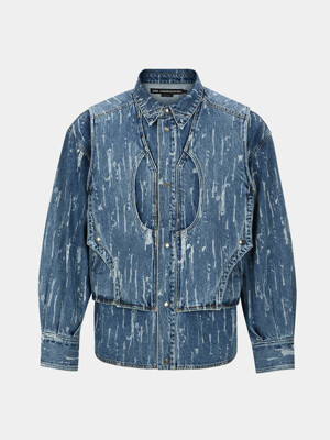 LAYERED DENIM JACKET awa580m(BLUE)