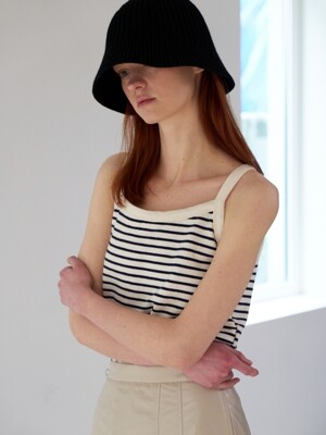 HEAVY GAUGE STRIPE SLEEVELESS SHIRT BLACK