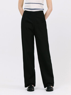 pocket curved pants_black