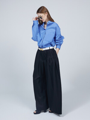 Signature unbalance pin tuck flare slacks